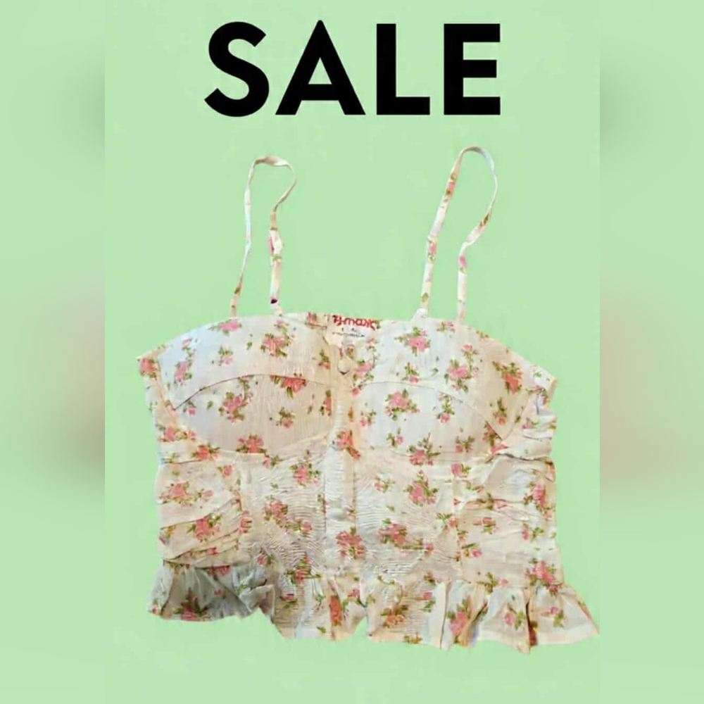 Junior Spaghetti String Floral Top